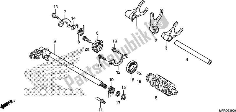 Toutes les pièces pour le Tambour De Changement De Vitesse du Honda VT 1300 CXA 2017