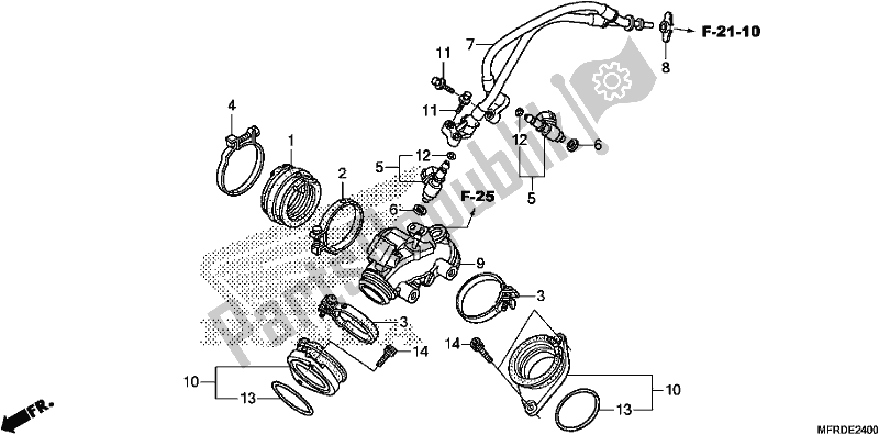 Tutte le parti per il Intake Manifold/injector del Honda VT 1300 CXA 2017