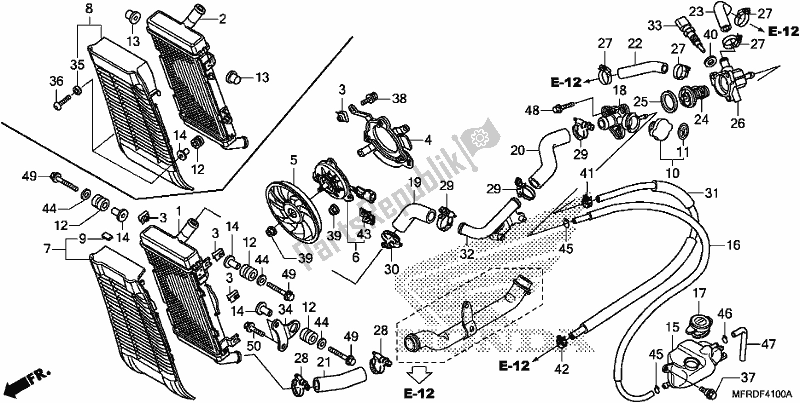 Tutte le parti per il Termosifone del Honda VT 1300 CXA 2017