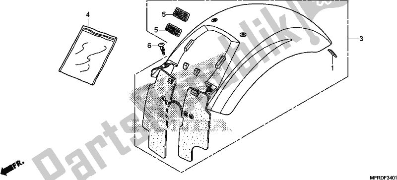 Tutte le parti per il Parafango Posteriore del Honda VT 1300 CXA 2017