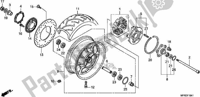 Tutte le parti per il Ruota Posteriore del Honda VT 1300 CXA 2017