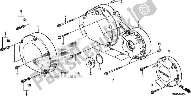 Tutte le parti per il Coperchio Carter Destro del Honda VT 1300 CXA 2017