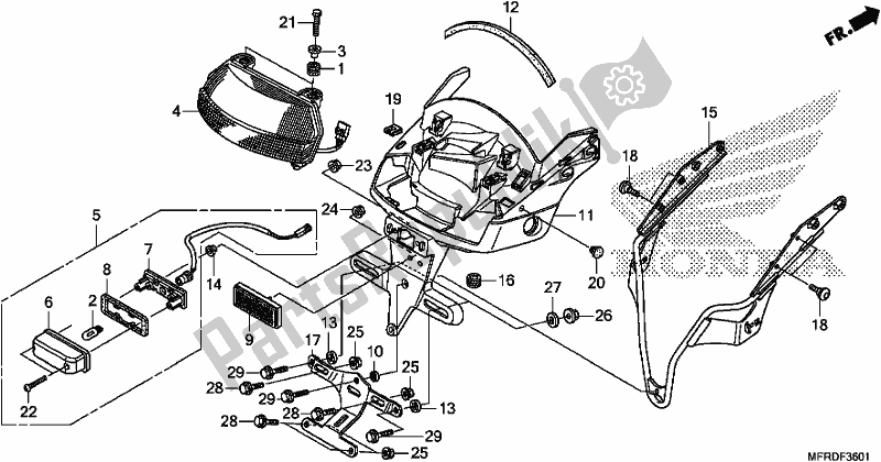 Todas las partes para Taillight/license Light de Honda VT 1300 CXA 2017