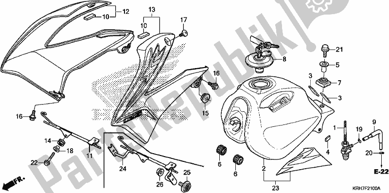 Tutte le parti per il Serbatoio Di Carburante del Honda XR 150 LEK 2018