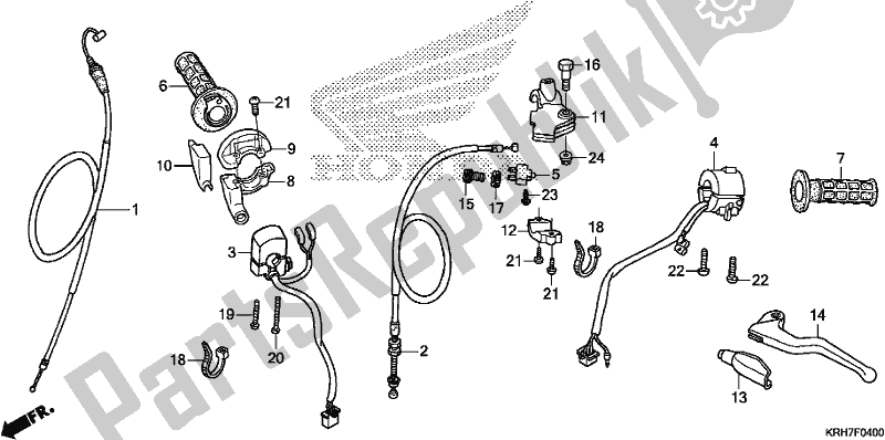 Todas as partes de Handle Lever/switch/cable (disk Brake) do Honda XR 150 LEK 2018