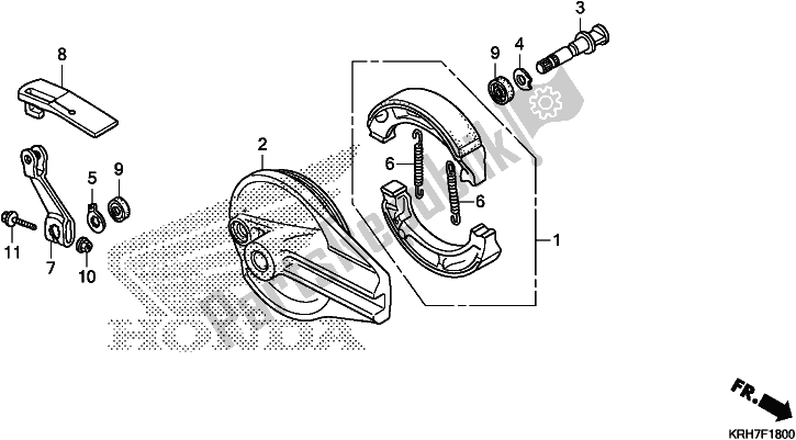 Tutte le parti per il Pannello Freno Posteriore del Honda XR 150 LEK 2018