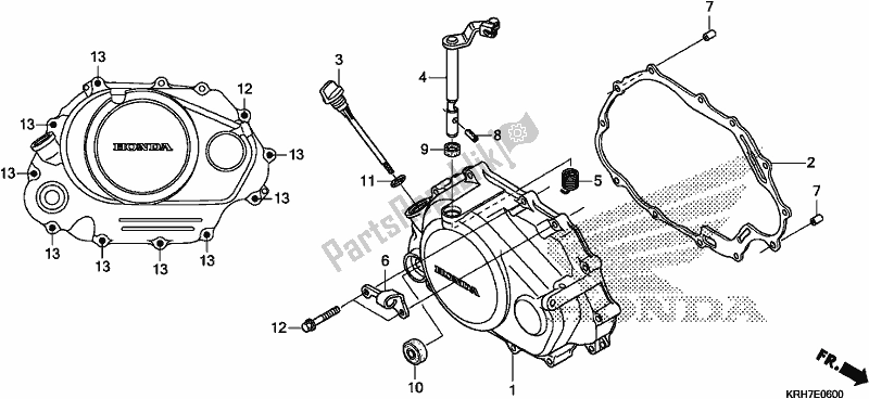 Toutes les pièces pour le Couvercle De Carter Droit du Honda XR 150 LEK 2018