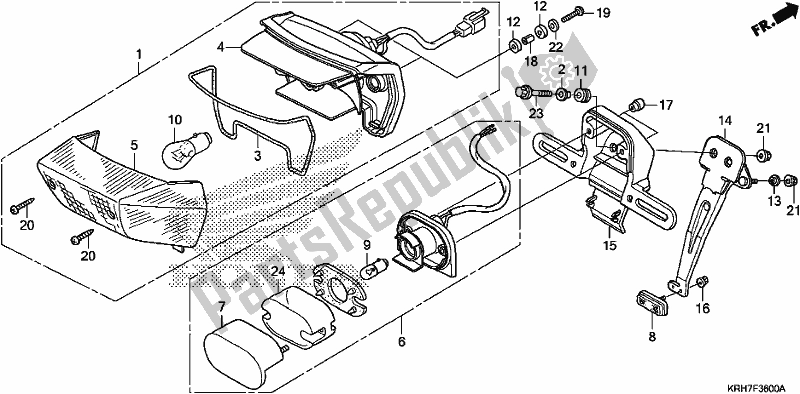 Tutte le parti per il Fanale Posteriore del Honda XR 150 LEK 2018