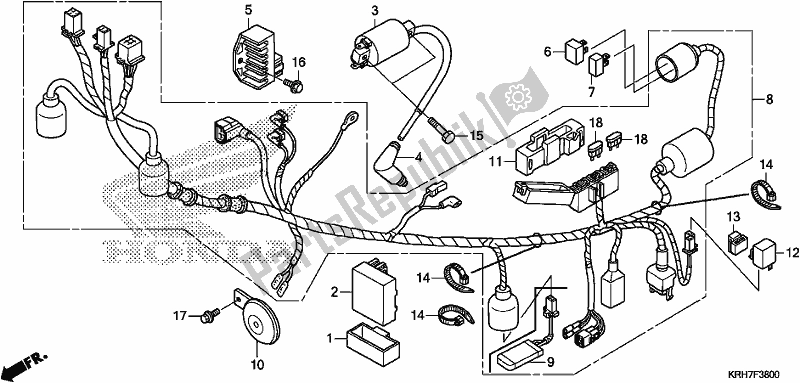 Tutte le parti per il Cablaggio del Honda XR 150 LEK 2018