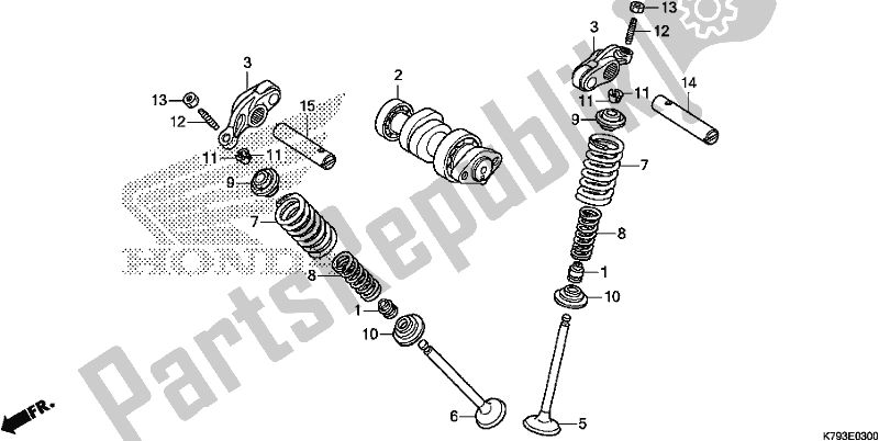 All parts for the Camshaft/valve of the Honda XR 190 CT 2017