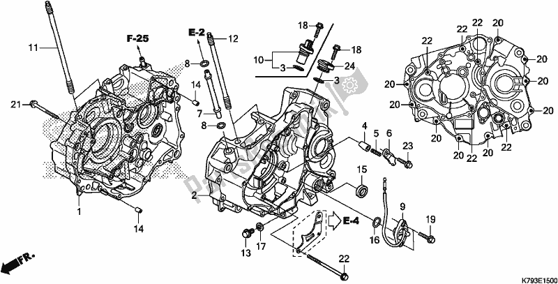 All parts for the Crankcase of the Honda XR 190 CT 2017