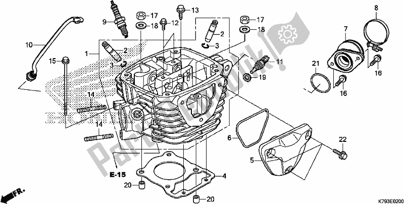 All parts for the Cylinder Head of the Honda XR 190 CT 2017