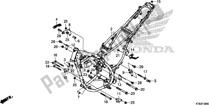 All parts for the Frame Body of the Honda XR 190 CT 2017