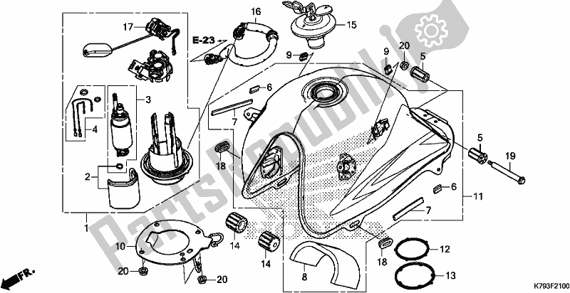 All parts for the Fuel Tank of the Honda XR 190 CT 2017