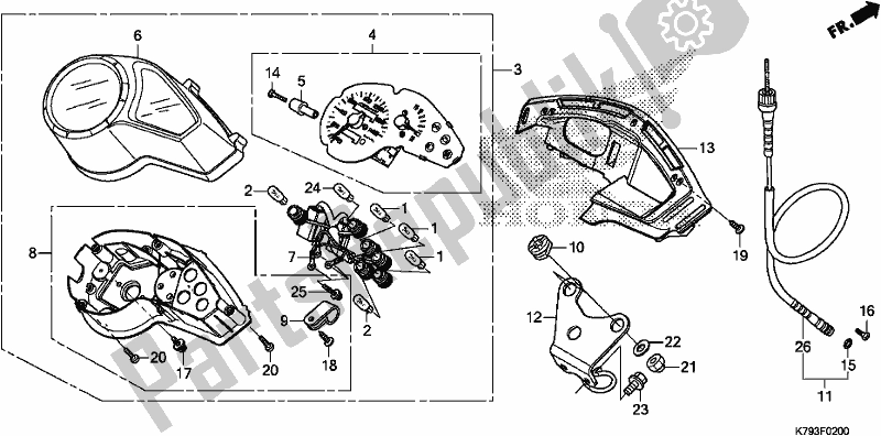 Alle onderdelen voor de Meter van de Honda XR 190 CT 2017