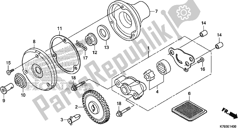 All parts for the Oil Pump of the Honda XR 190 CT 2017