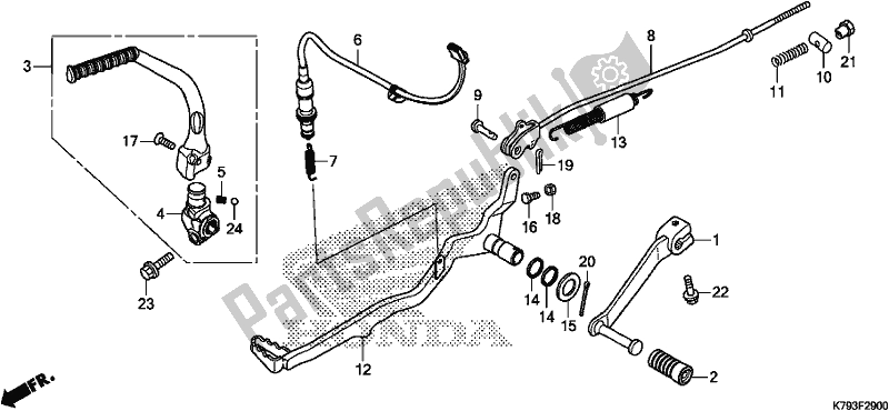 All parts for the Pedal of the Honda XR 190 CT 2017