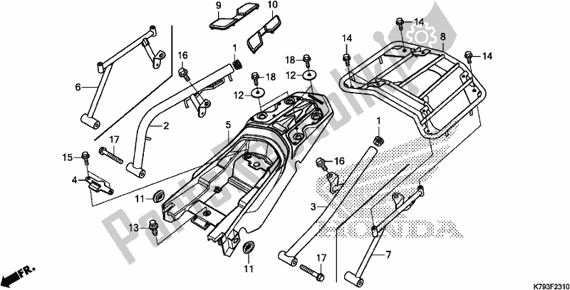 All parts for the Rear Cowl of the Honda XR 190 CT 2017