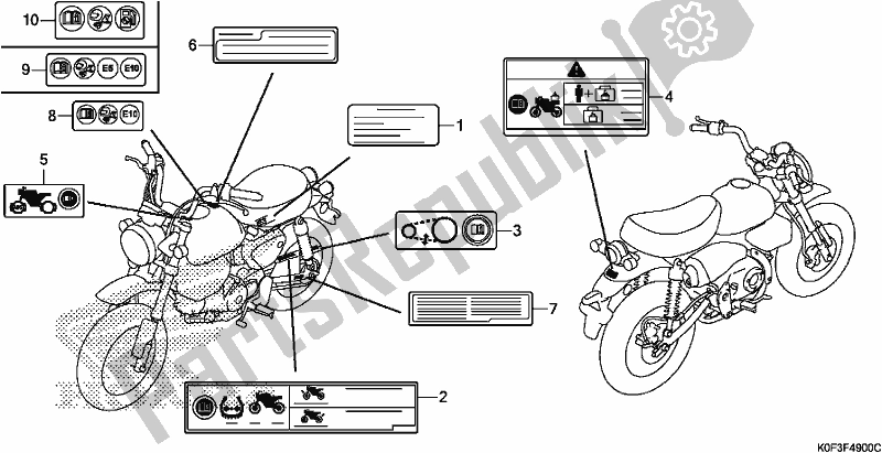 All parts for the Caution Label of the Honda Z 125 MA Monkey 2019