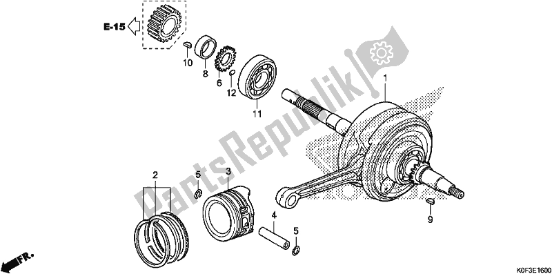 All parts for the Crankshaft/piston of the Honda Z 125 MA Monkey 2019