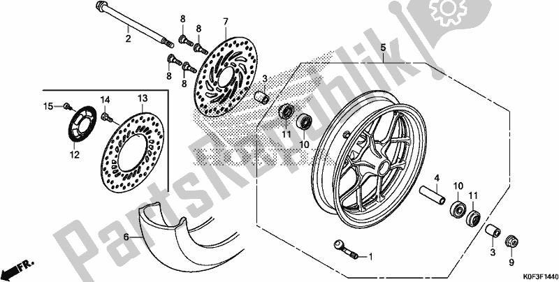 All parts for the Front Wheel of the Honda Z 125 MA Monkey 2019
