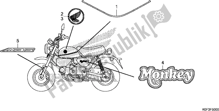 All parts for the Mark/stripe of the Honda Z 125 MA Monkey 2019