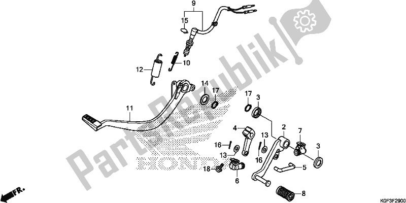 All parts for the Pedal of the Honda Z 125 MA Monkey 2019