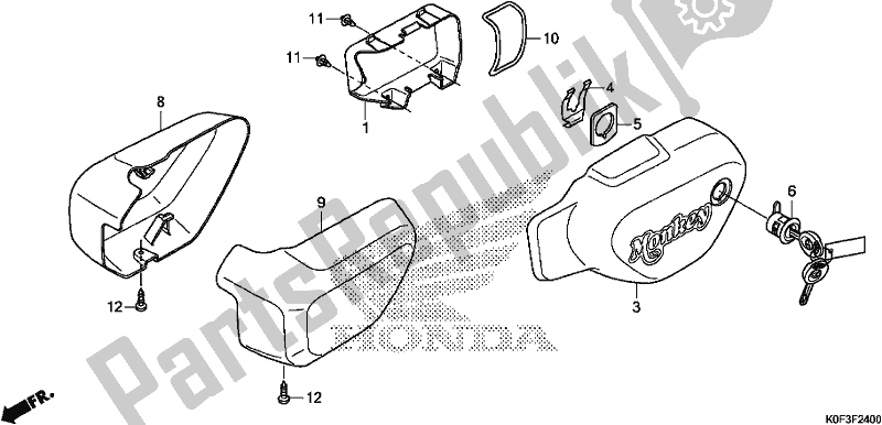 All parts for the Side Outer Cover of the Honda Z 125 MA Monkey 2019