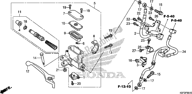 Alle onderdelen voor de Voorremhoofdcilinder van de Honda Z 125 MA Monkey 2020