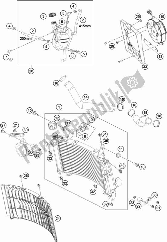 All parts for the Cooling System of the Husqvarna 701 Enduro EU 2017