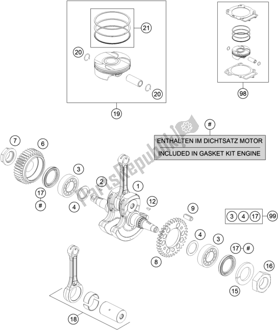 All parts for the Crankshaft, Piston of the Husqvarna 701 Enduro EU 2017