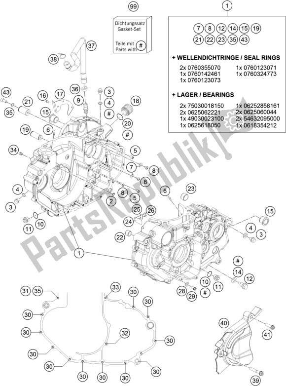 All parts for the Engine Case of the Husqvarna 701 Enduro EU 2017