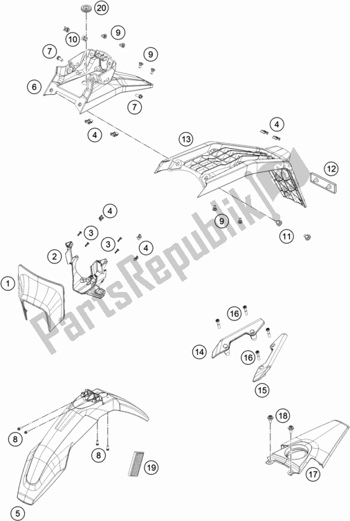 All parts for the Mask, Fenders of the Husqvarna 701 Enduro EU 2017