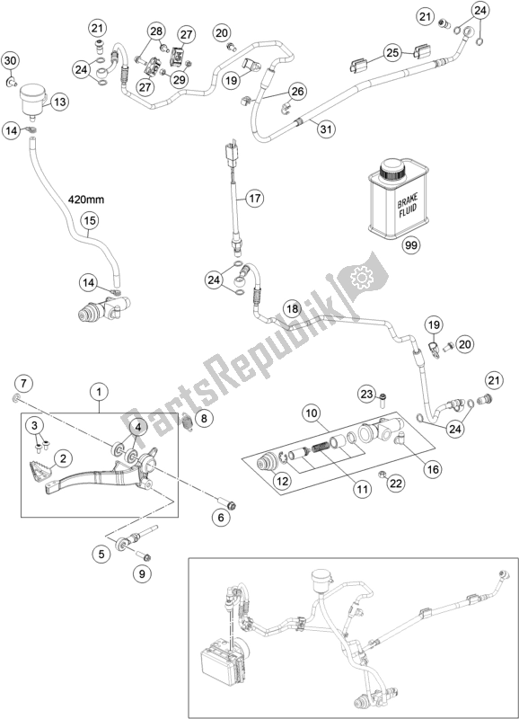 All parts for the Rear Brake Control of the Husqvarna 701 Enduro EU 2017