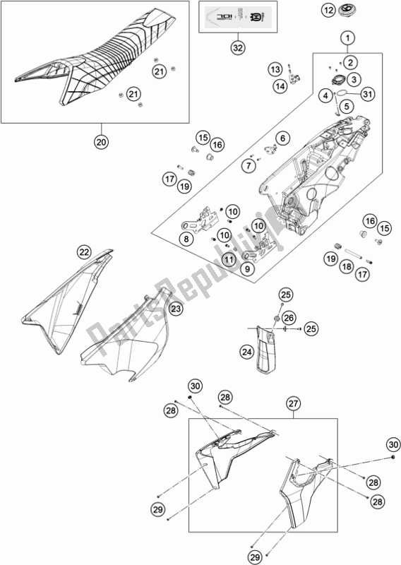 All parts for the Tank, Seat of the Husqvarna 701 Enduro EU 2017