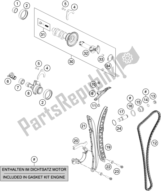 All parts for the Timing Drive of the Husqvarna 701 Enduro EU 2017