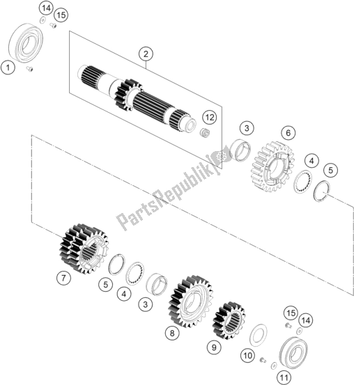 All parts for the Transmission I - Main Shaft of the Husqvarna 701 Enduro EU 2017