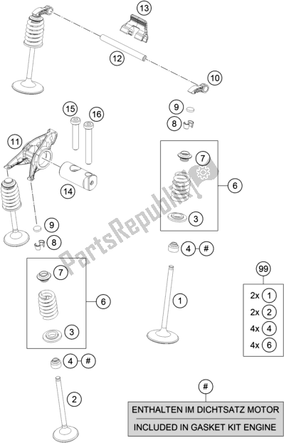 All parts for the Valve Drive of the Husqvarna 701 Enduro EU 2017