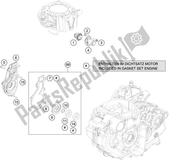 All parts for the Water Pump of the Husqvarna 701 Enduro EU 2017