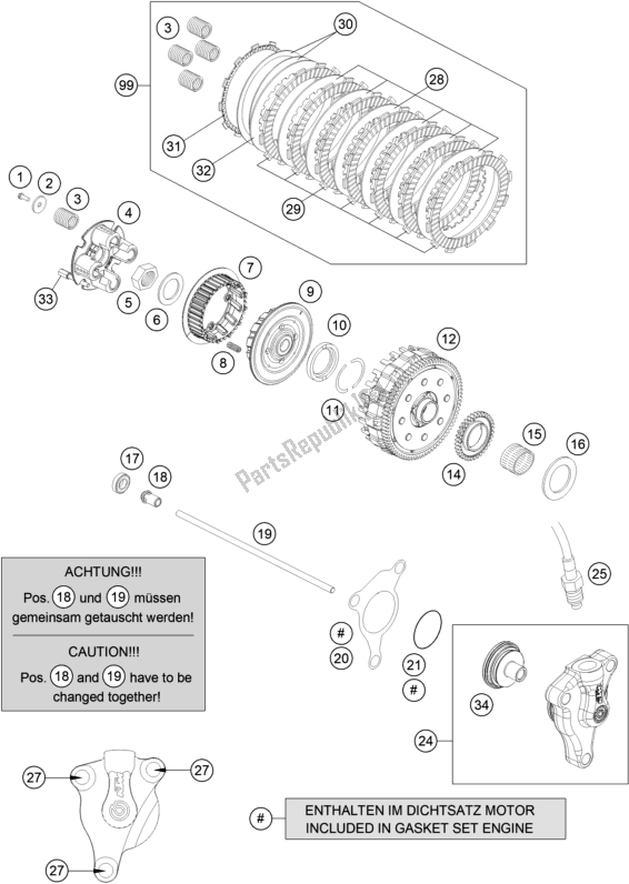 All parts for the Clutch of the Husqvarna 701 Enduro EU 2018