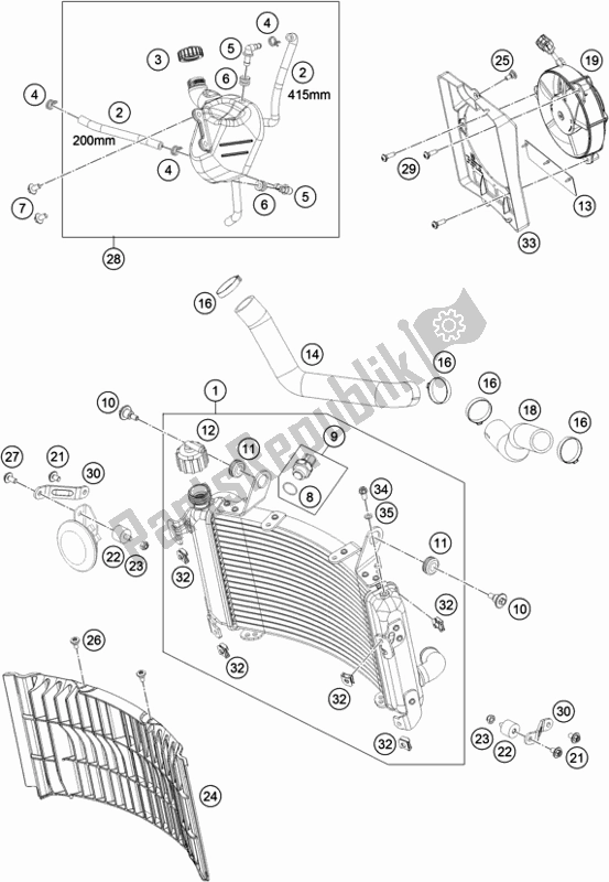 All parts for the Cooling System of the Husqvarna 701 Enduro EU 2018