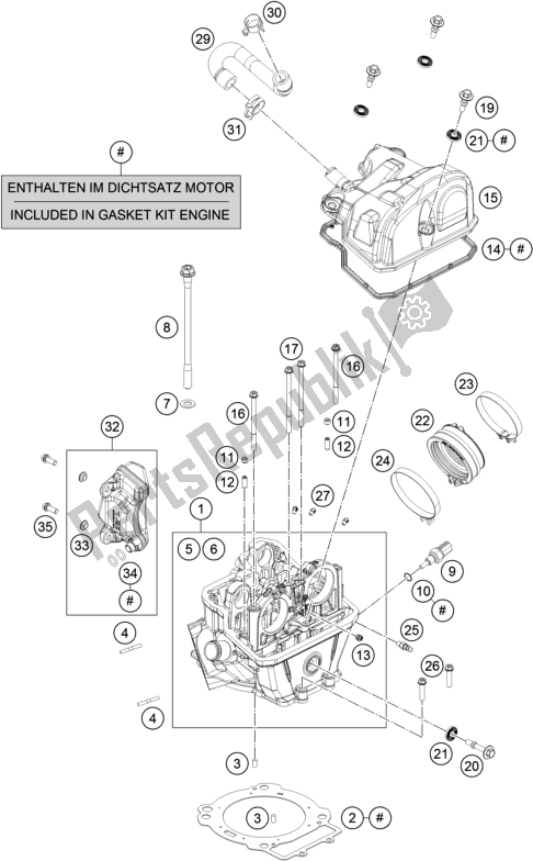 All parts for the Cylinder Head of the Husqvarna 701 Enduro EU 2018