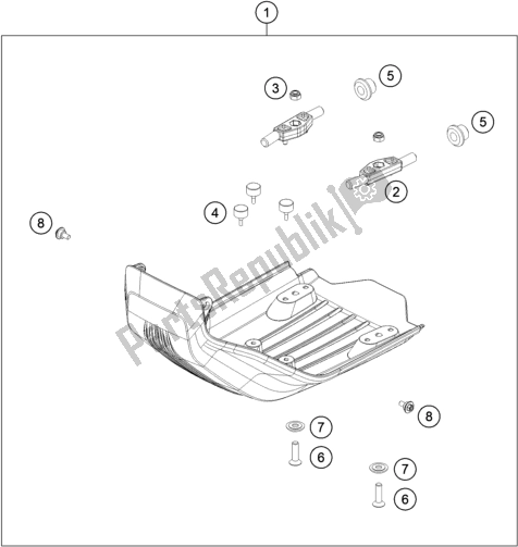 All parts for the Engine Guard of the Husqvarna 701 Enduro EU 2018