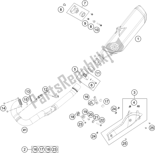 All parts for the Exhaust System of the Husqvarna 701 Enduro EU 2018