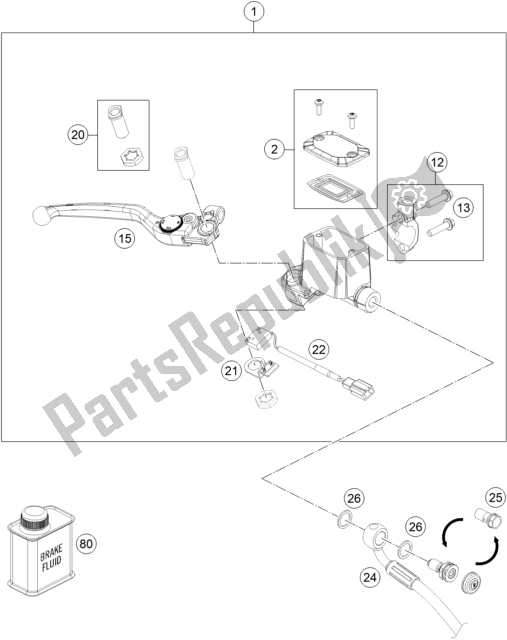 All parts for the Front Brake Control of the Husqvarna 701 Enduro EU 2018