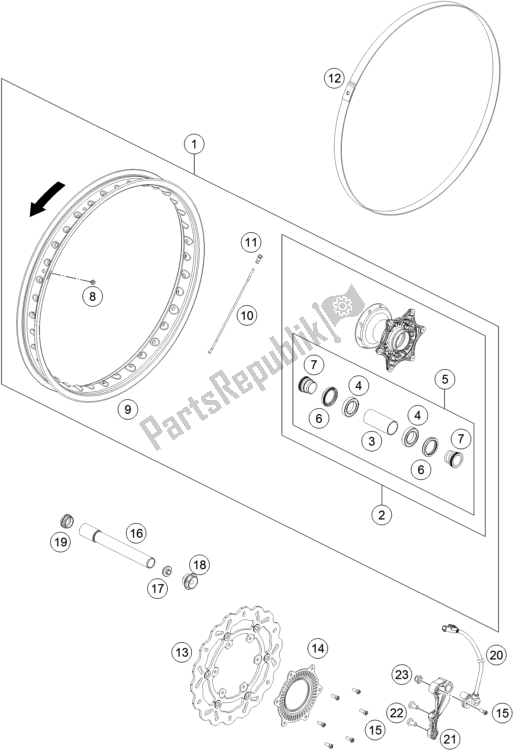 All parts for the Front Wheel of the Husqvarna 701 Enduro EU 2018