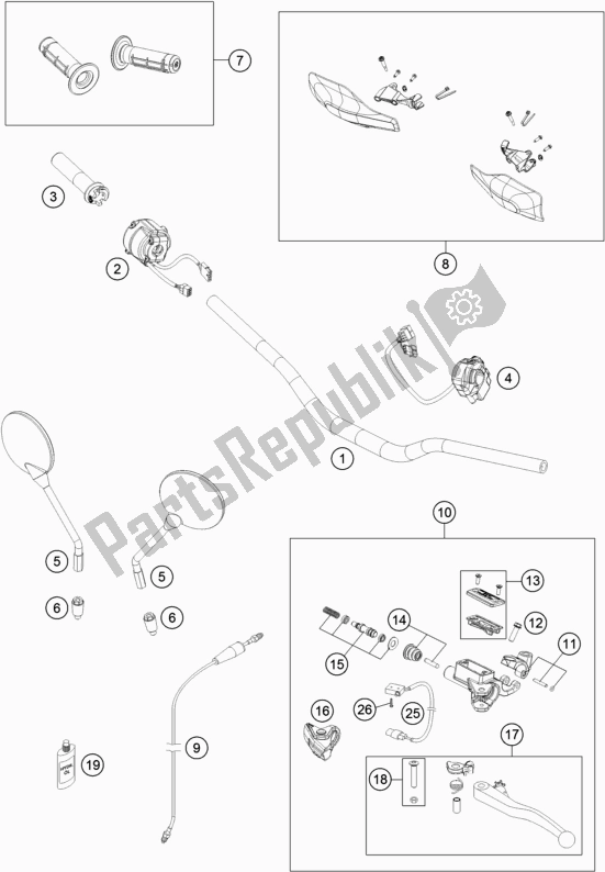 All parts for the Handlebar, Controls of the Husqvarna 701 Enduro EU 2018