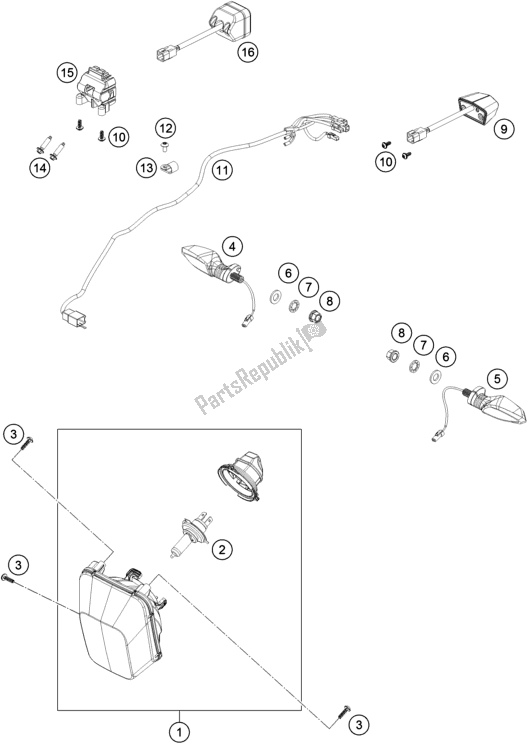 All parts for the Lighting System of the Husqvarna 701 Enduro EU 2018