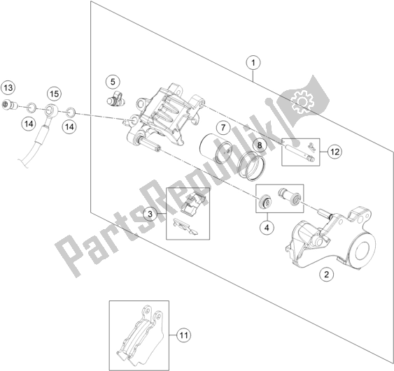 All parts for the Rear Brake Caliper of the Husqvarna 701 Enduro EU 2018