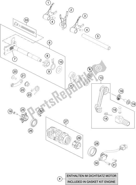 All parts for the Shifting Mechanism of the Husqvarna 701 Enduro EU 2018